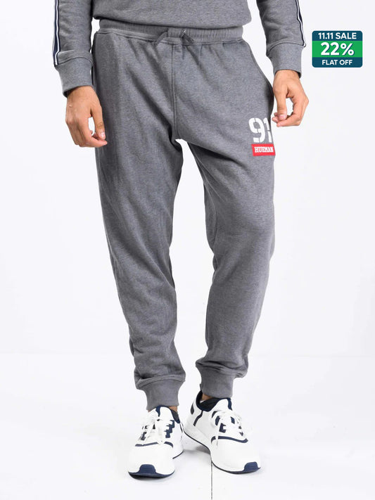 Men Medium Heather Grey Terry Slim Joggers