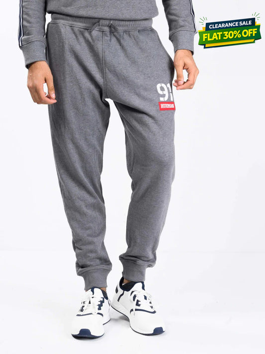 Men Medium Heather Grey Terry Slim Joggers