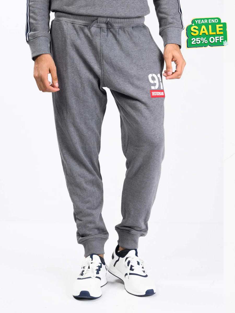 Men Medium Heather Grey Terry Slim Joggers