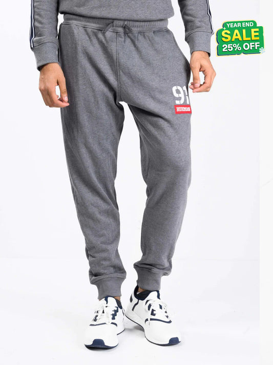 Men Medium Heather Grey Terry Slim Joggers