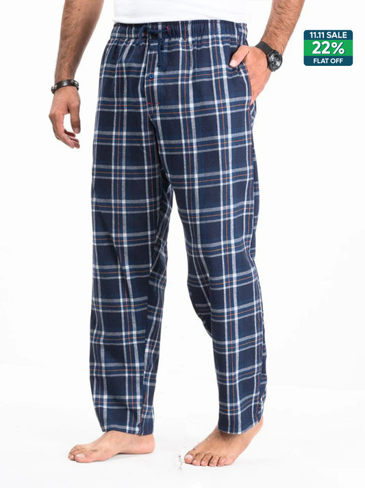 Flannel Plaid Navy/White Relaxed Winter Pajama