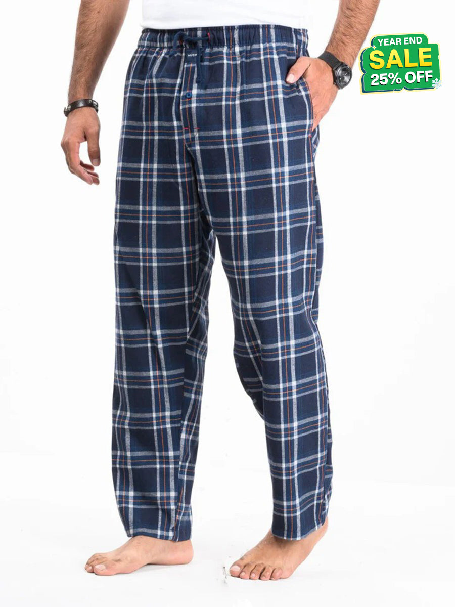 Flannel Plaid Navy/White Relaxed Winter Pajama