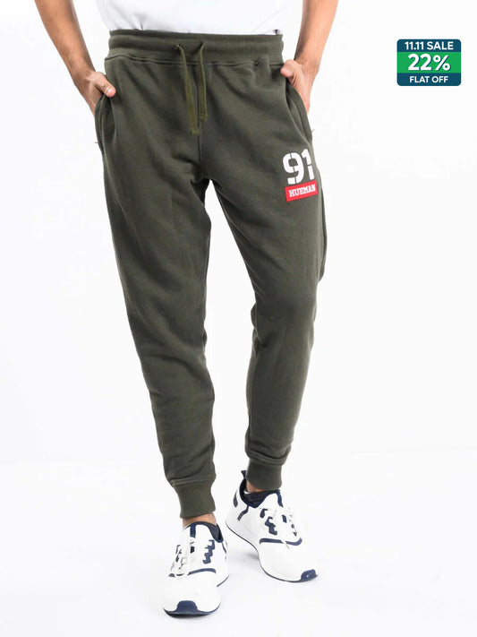 Men Olive Terry Slim Joggers