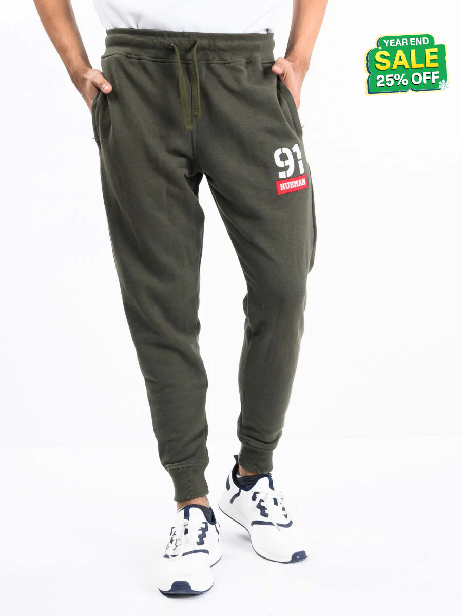 Men Olive Terry Slim Joggers