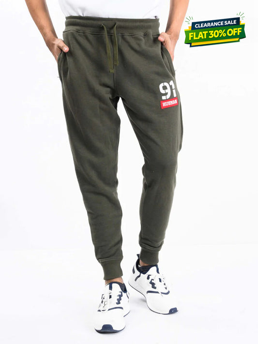 Men Olive Terry Slim Joggers