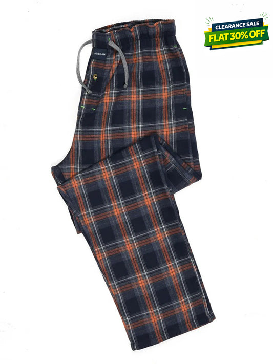 Flannel Plaid Orange/Blue Relaxed Winter Pajamas