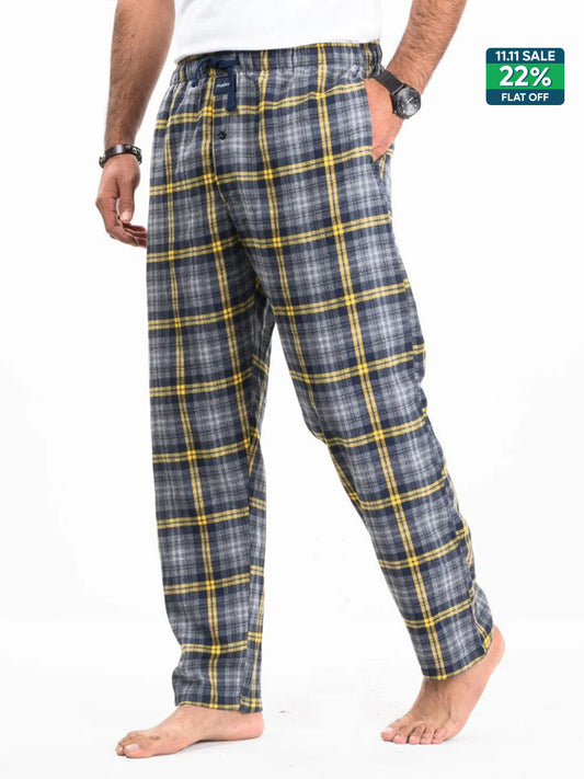 Flannel Plaid Grey/Yellow Relaxed Winter Pajama