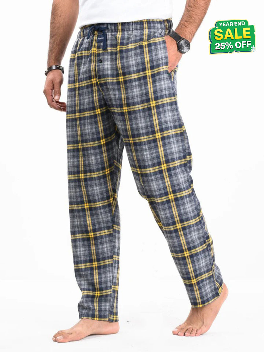 Flannel Plaid Grey/Yellow Relaxed Winter Pajama