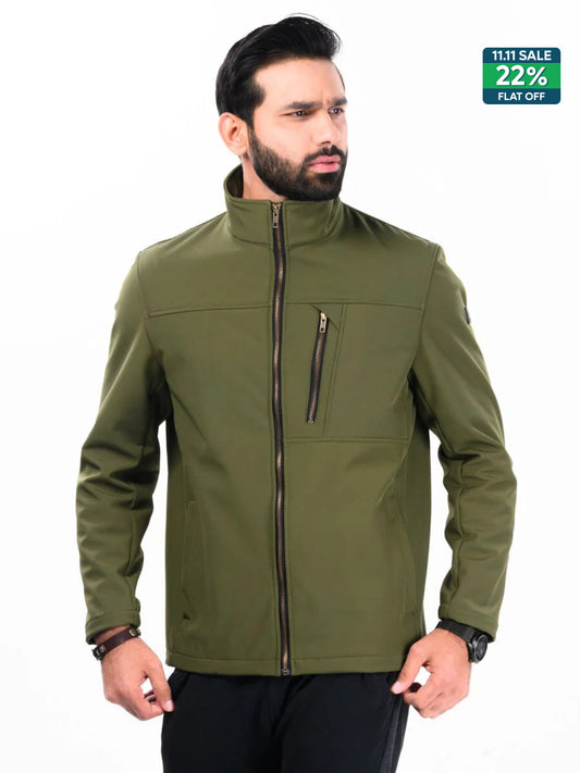 Men Olive Softshell Jacket