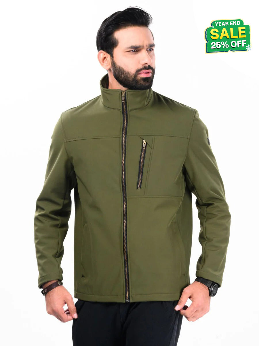 Men Olive Softshell Jacket