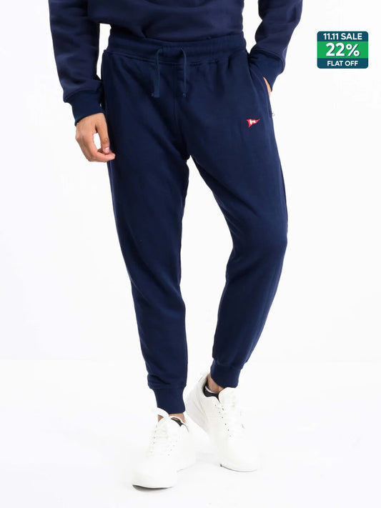 Men Navy Blue Terry Slim Joggers