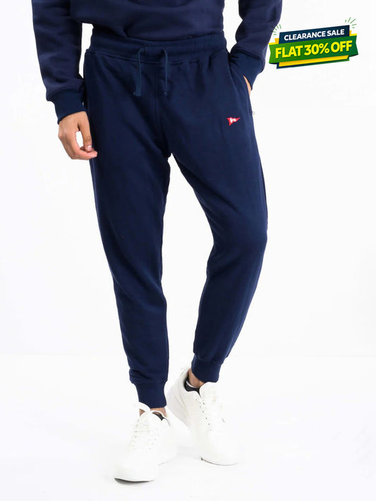 Men Navy Blue Terry Slim Joggers