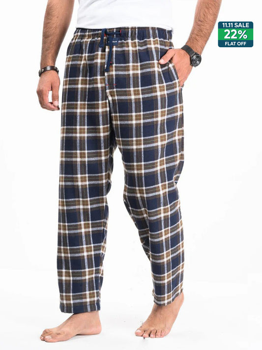 Flannel Plaid Navy/Brown Relaxed Winter Pajama