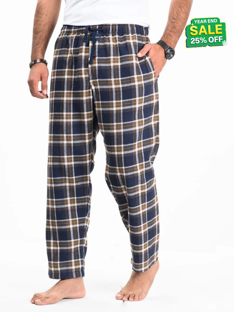 Flannel Plaid Navy/Brown Relaxed Winter Pajama