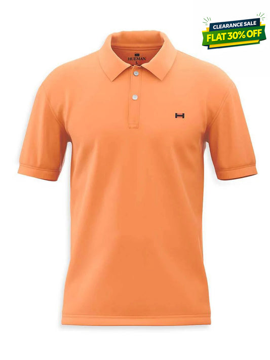 Men's Orange Polo Shirt With Black Undercollar Lining