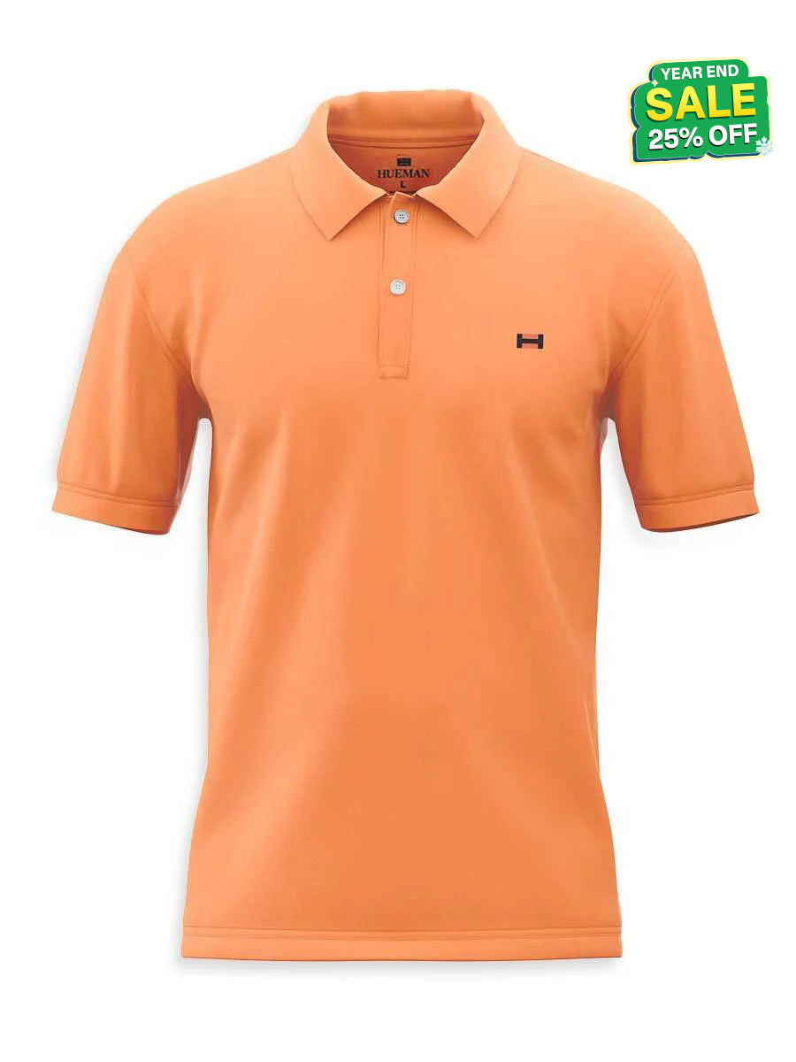 Men's Orange Polo Shirt With Black Undercollar Lining