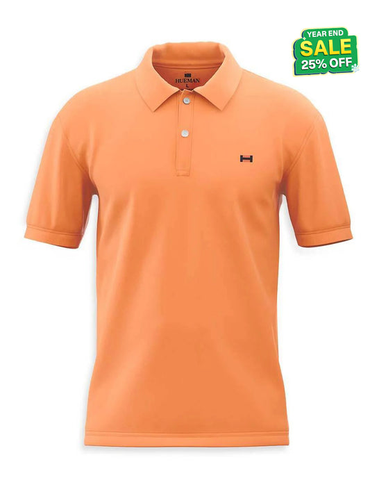 Men's Orange Polo Shirt With Black Undercollar Lining