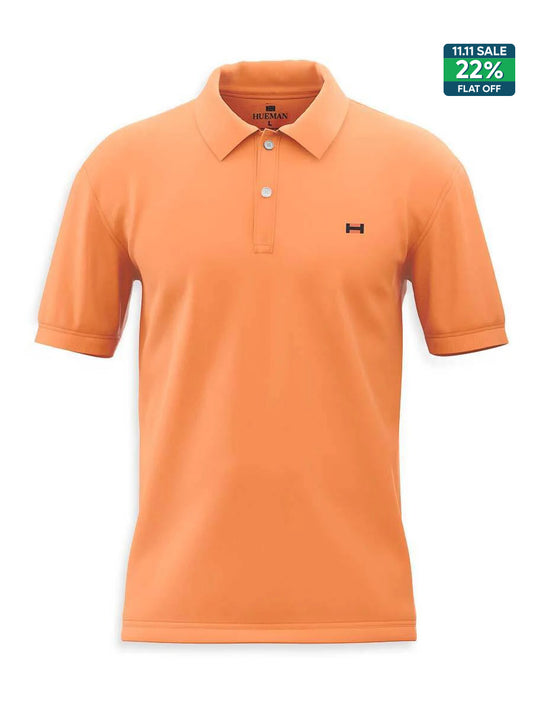 Men's Orange Polo Shirt With Black Undercollar Lining