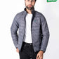 Men Grey Short Body Slim-Fit Full-Sleeves Puffer Jacket