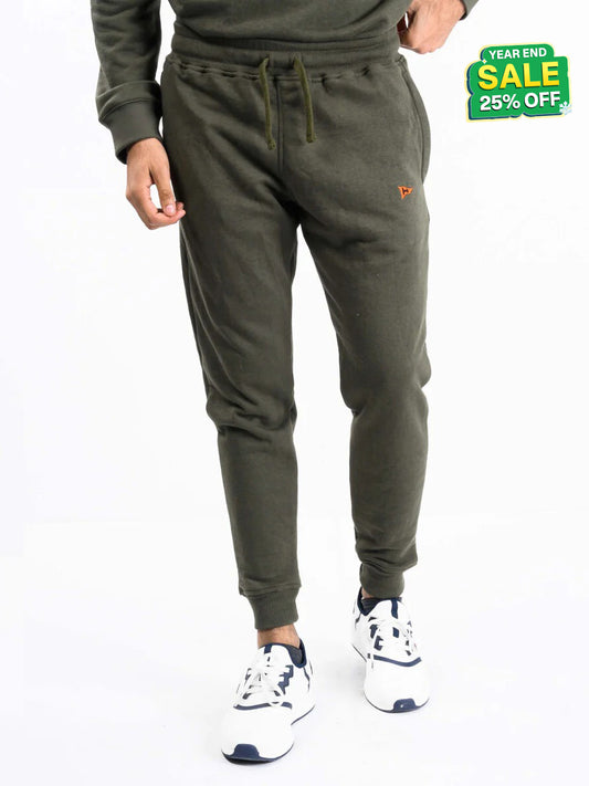 Men Olive Terry Slim Joggers