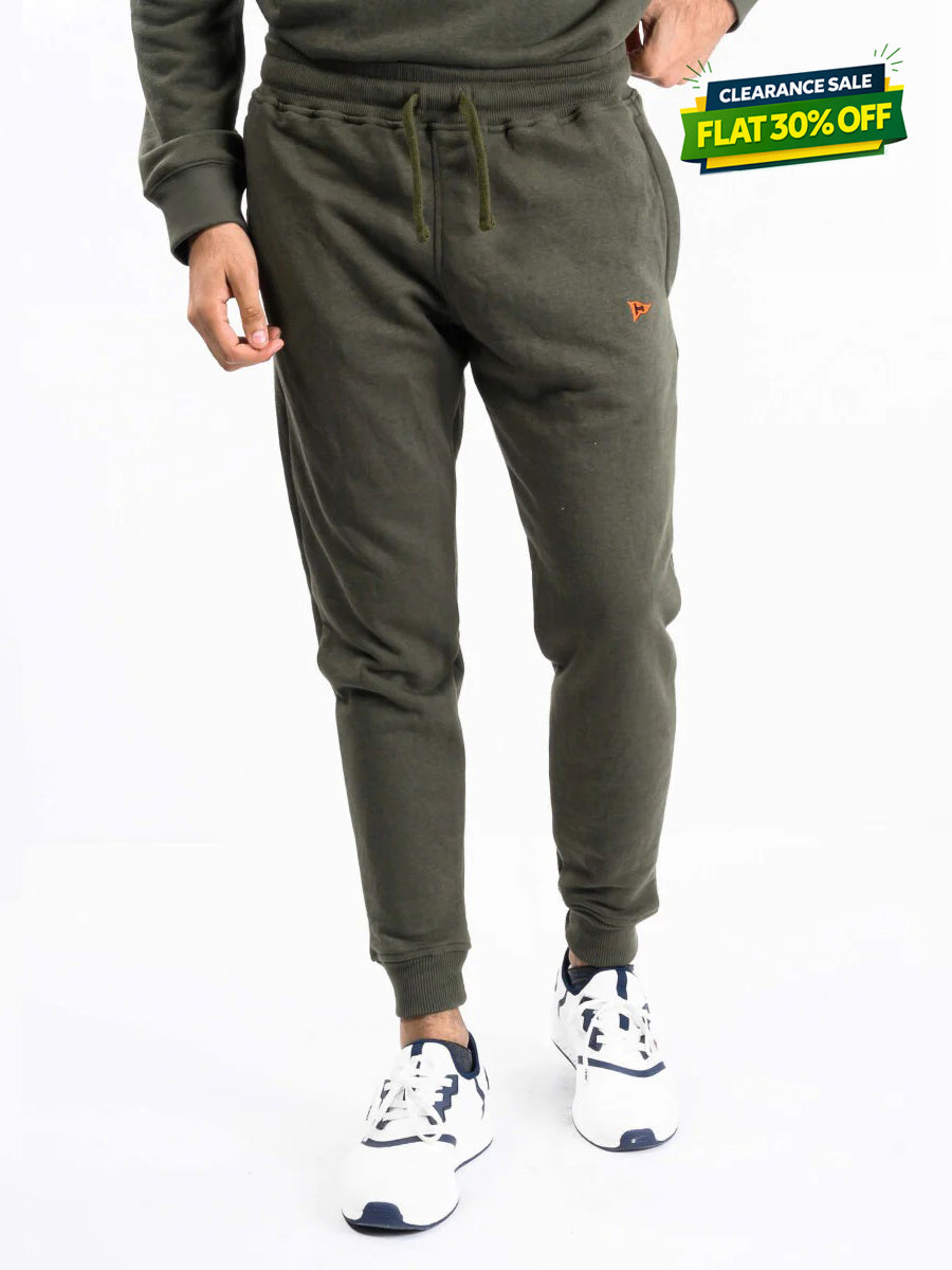 Men Olive Terry Slim Joggers