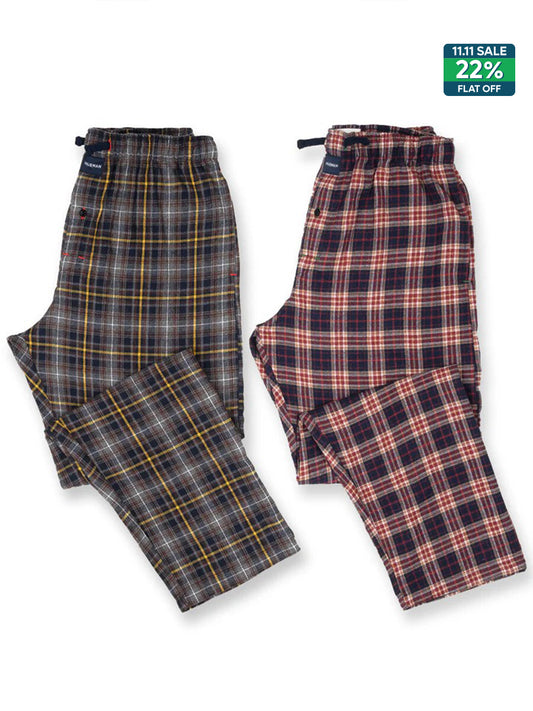 Men's Grey & Navy Flannel Relaxed Winter Pajamas - Pack of 2
