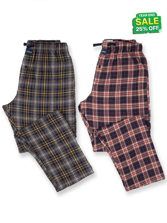 Men's Grey & Navy Flannel Relaxed Winter Pajamas - Pack of 2