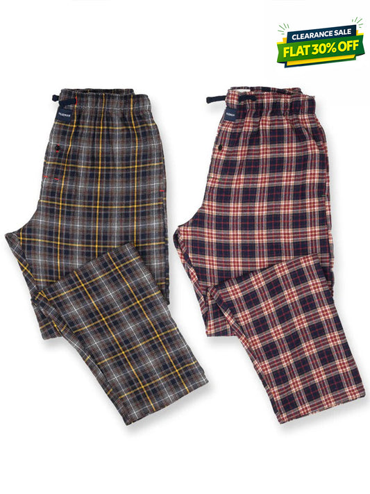 Men's Grey & Navy Flannel Relaxed Winter Pajamas - Pack of 2