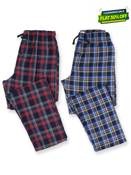 Red & Navy Flannel Relaxed Winter Pajamas - Pack of 2
