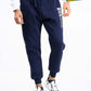 Men Navy Blue Fleece Slim Joggers