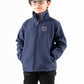 Navy Blue Stand Up Collar Soft Shell Kids Jacket