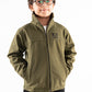 Olive Stand Up Collar Soft Shell Kids Jacket