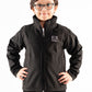 Black Stand Up Collar Soft Shell Kids Jacket