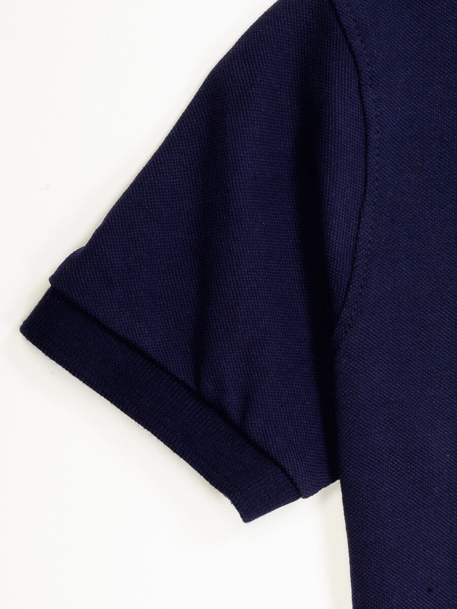 Kids Navy Blue Iconic Mesh Regular Fit Short Sleeve Polo Shirt