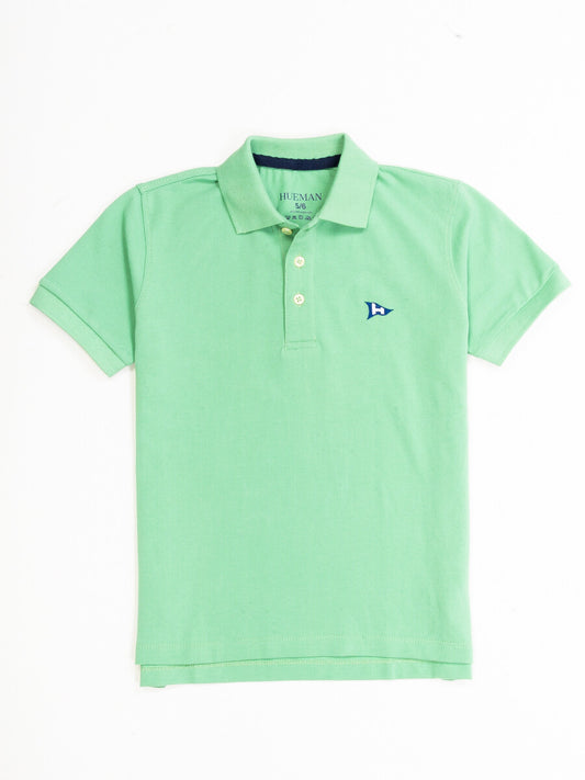 Kids Turquoise Iconic Mesh Regular Fit Short Sleeve Polo Shirt