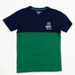 Kids Green & Navy Blue Short Sleeve T-Shirt Crew Neck