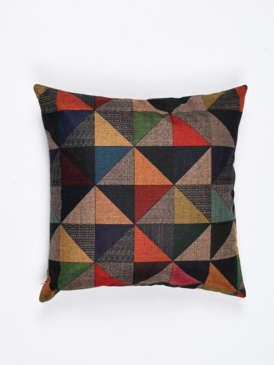 Geometric Pattern Jute Cushion Cover