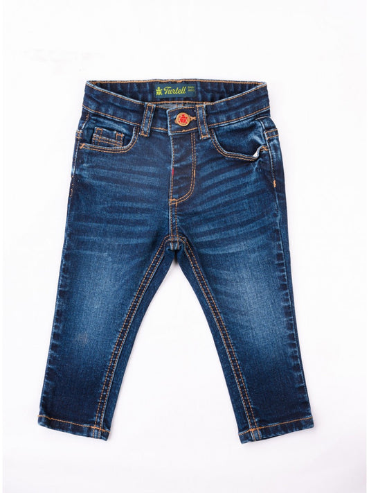 Turtell Kids Blue Medium Washed Slim Fit Jeans
