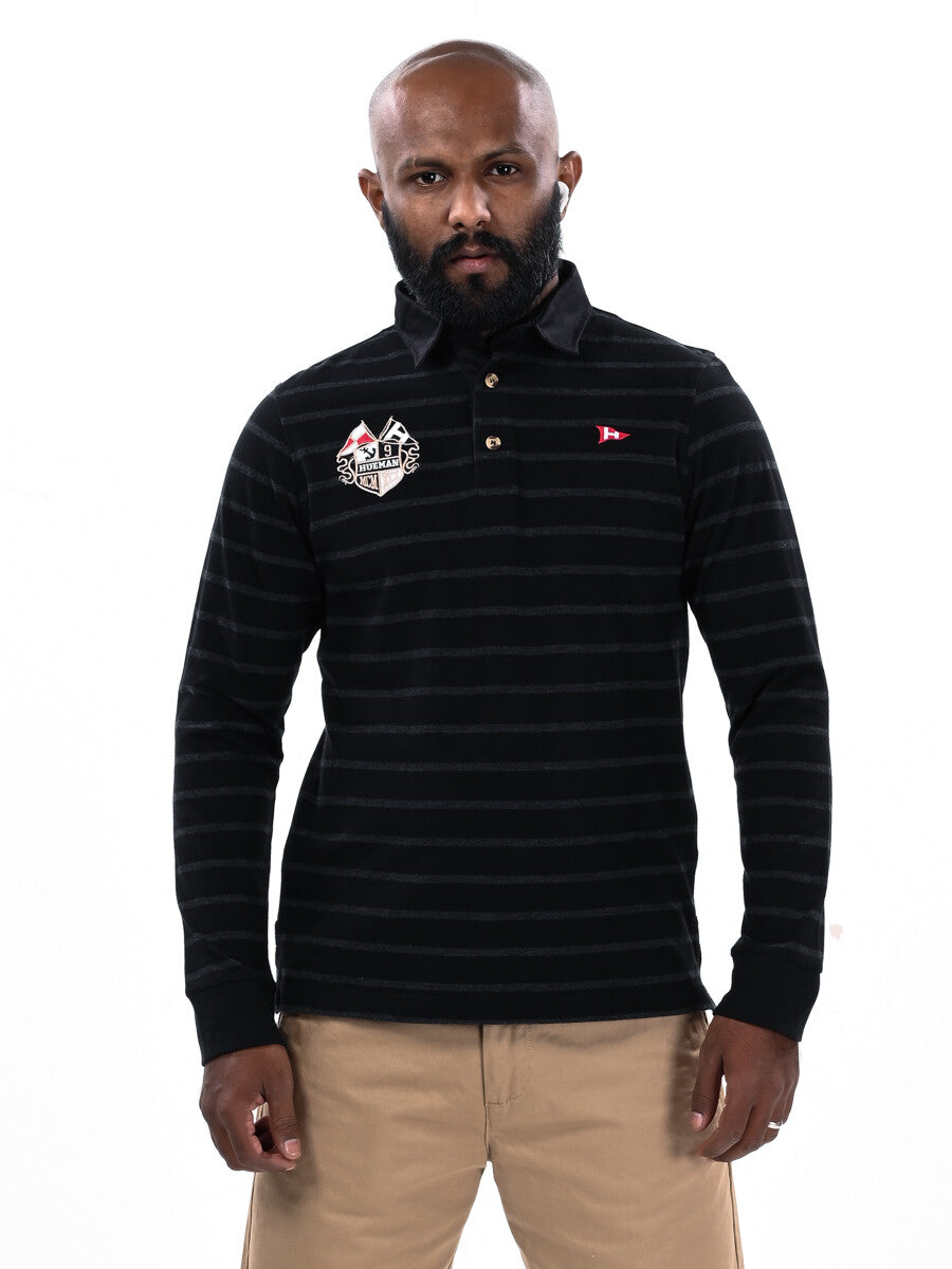 Men's Grey/Black Rugby Shirt