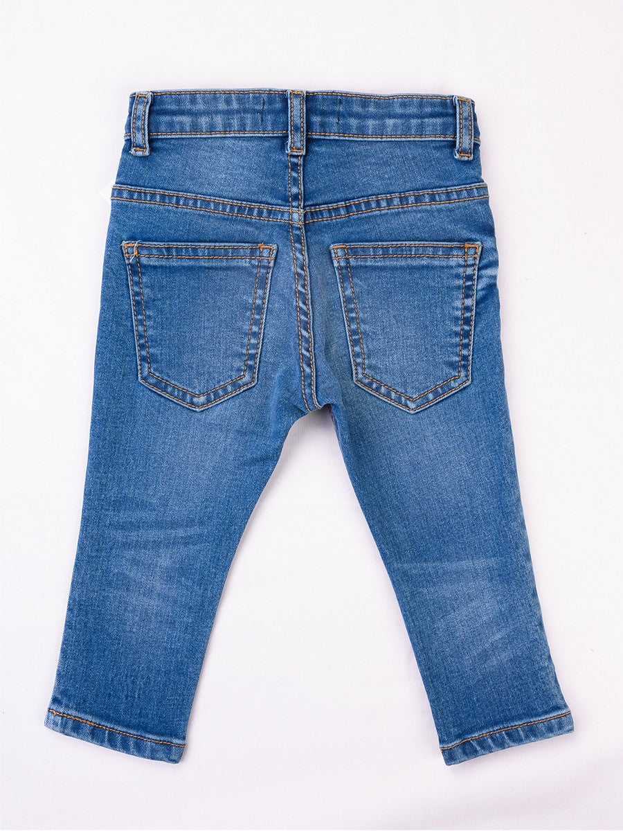 Turtell Kids Blue Washed Stretch Slim Fit Jeans