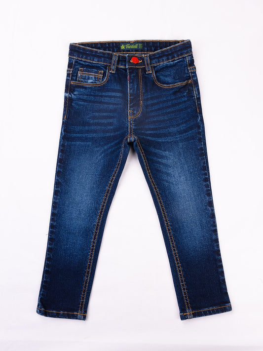 Turtell Kids Blue Medium Washed Slim Fit Jeans