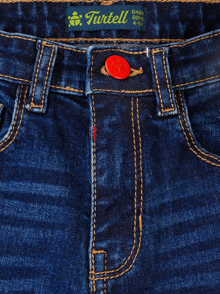 Turtell Kids Blue Medium Washed Slim Fit Jeans