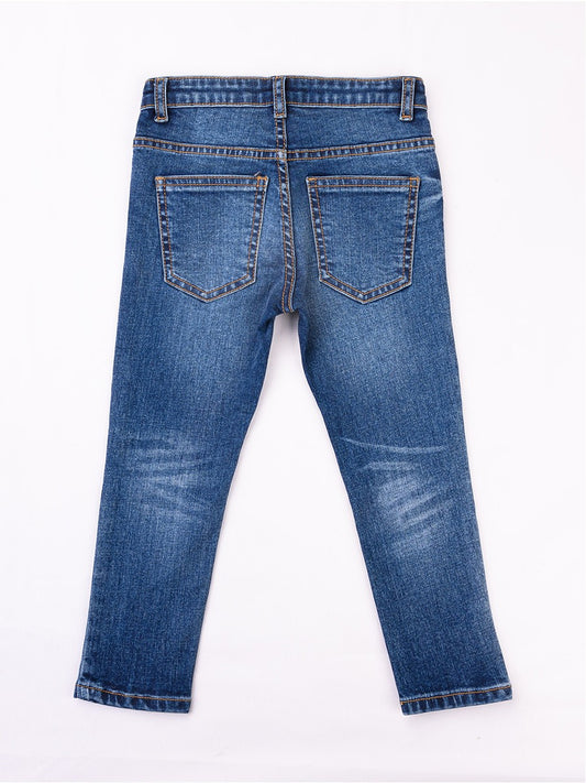 Turtell Kids Blue Washed Stretch Slim Fit Jeans