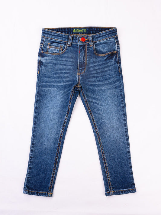 Turtell Kids Blue Washed Stretch Slim Fit Jeans