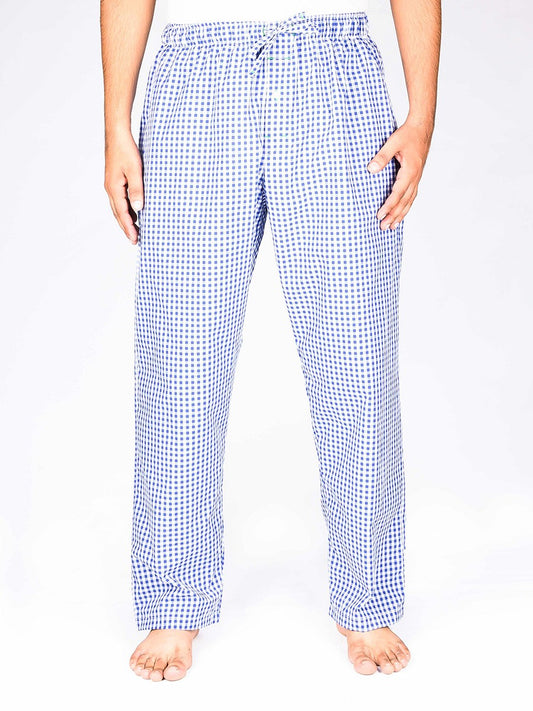Blue and White Check Cotton Baggy Pajamas