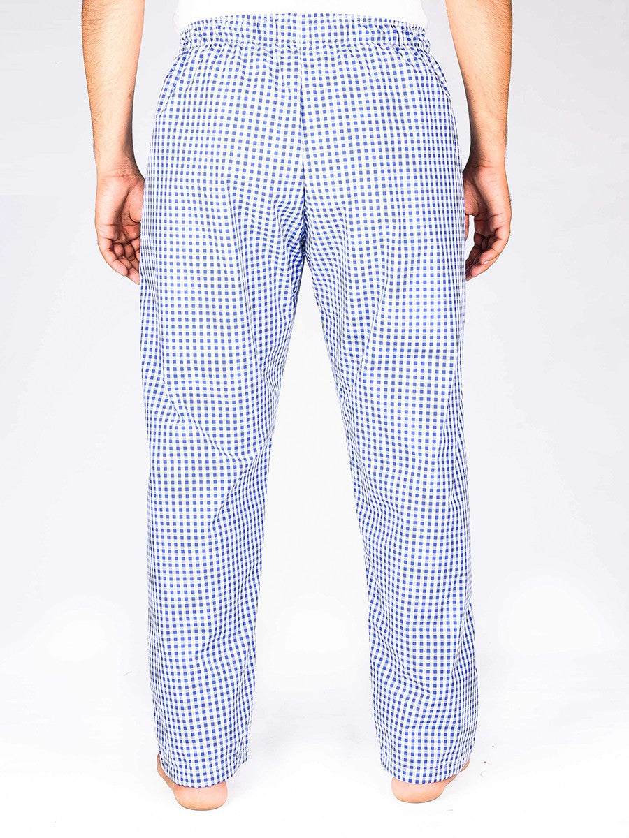 Blue and White Check Cotton Baggy Pajamas