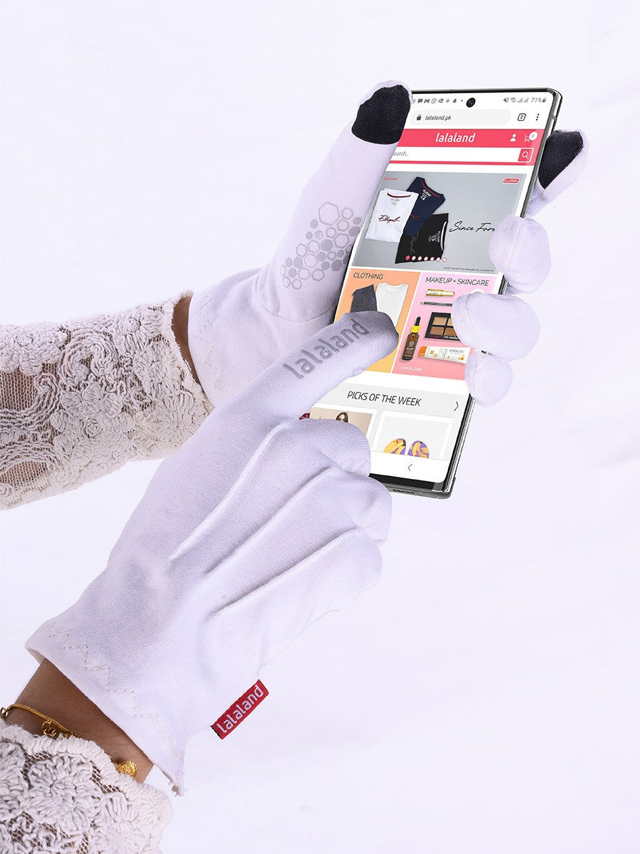 Women Smartphone Touchscreen & Driving Summer Gloves White 2 Pairs Pack