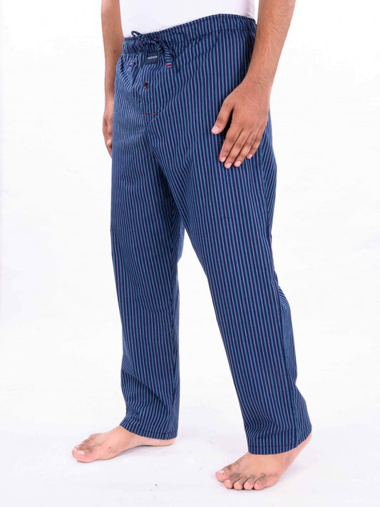 Blue Striped Cotton Blend Relaxed Pajama