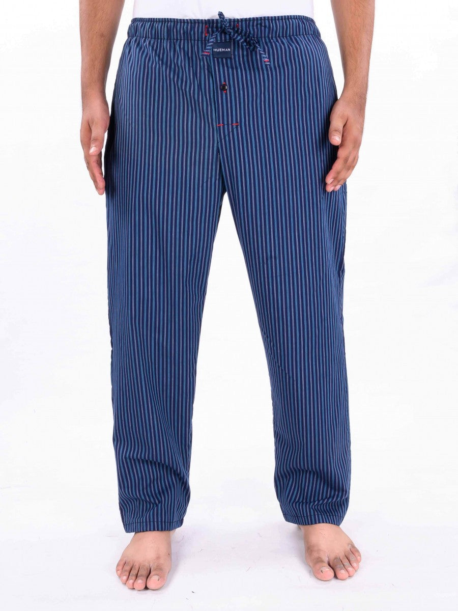 Blue Striped Cotton Blend Relaxed Pajama