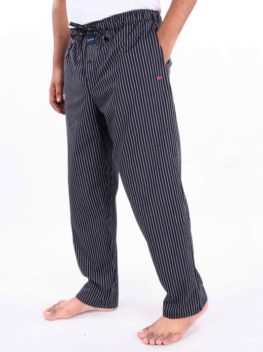 Black & White Striped Cotton Blend Relaxed Pajama